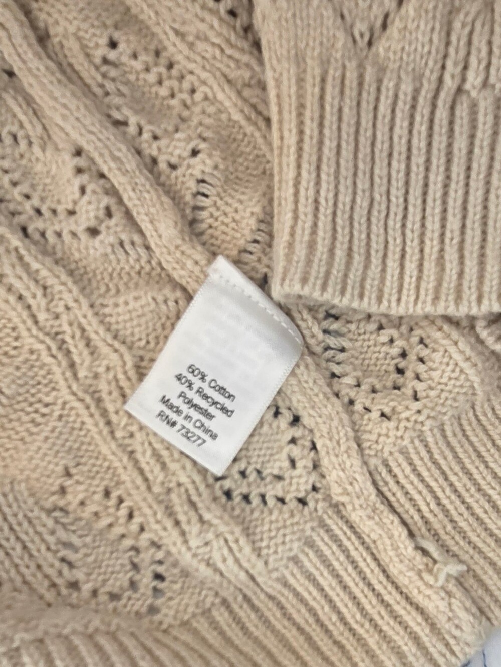 LC Lauren Conrad Open Knit Cable Cardigan Sweater Cream Size M Cottagecore - Picture 5 of 6